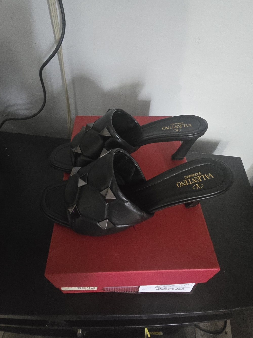 Valentino Black Studded Slide Sandals - Picture 2 of 8